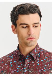 Pako Lorente - PAKO LORENTE – Bordowa koszula w kwiaty. Kolor: czerwony. Materiał: bawełna, elastan. Długość rękawa: długi rękaw. Długość: długie. Wzór: kwiaty #3