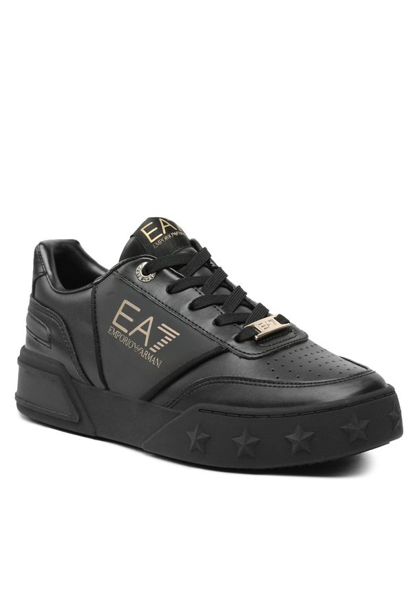 Sneakersy EA7 Emporio Armani X8X121 XK295 M701 Triple Black/Gold. Kolor: czarny. Materiał: skóra