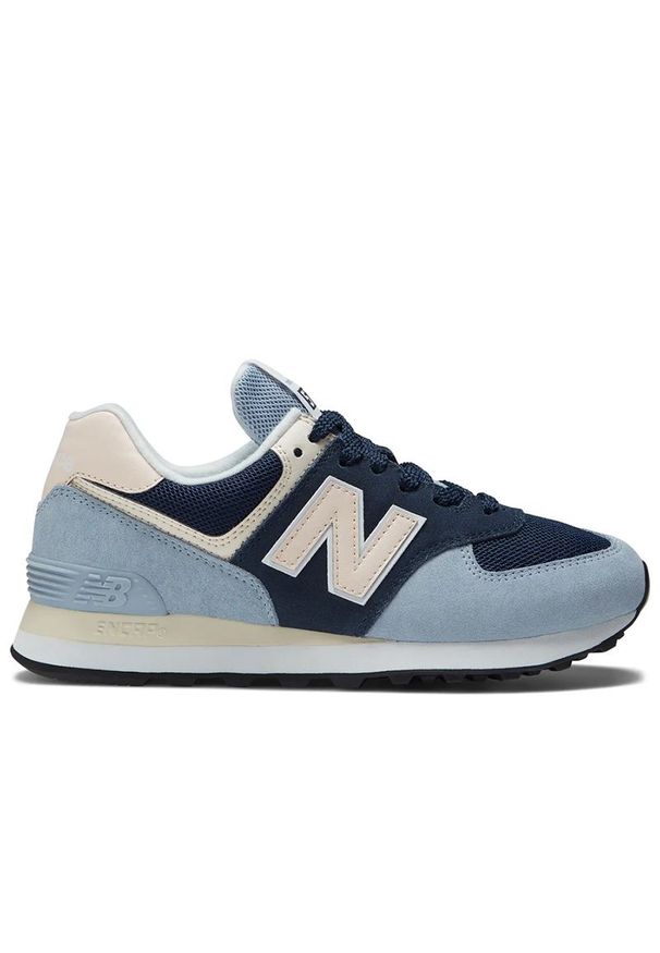 Buty New Balance WL574VJ2 - niebieskie. Kolor: niebieski. Materiał: skóra, tworzywo sztuczne, materiał, zamsz, guma. Szerokość cholewki: normalna. Model: New Balance 574