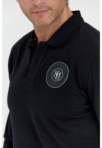La Martina - LA MARTINA Czarne męskie polo z długim rękawem i okrągłym logo, Rozmiar XL. Typ kołnierza: polo. Kolor: czarny. Długość rękawa: długi rękaw. Długość: długie #6