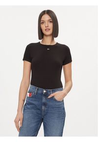 Tommy Jeans T-Shirt Essential DW0DW17383 Czarny Slim Fit. Kolor: czarny. Materiał: bawełna #1