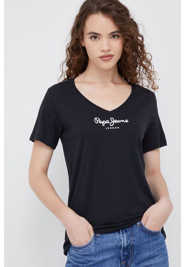 Pepe Jeans t-shirt bawełniany kolor czarny. Kolor: czarny. Materiał: bawełna