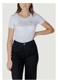 EA7 Emporio Armani T-Shirt 7W000094 AF10373 U0002 Biały Slim Fit. Kolor: biały. Materiał: bawełna