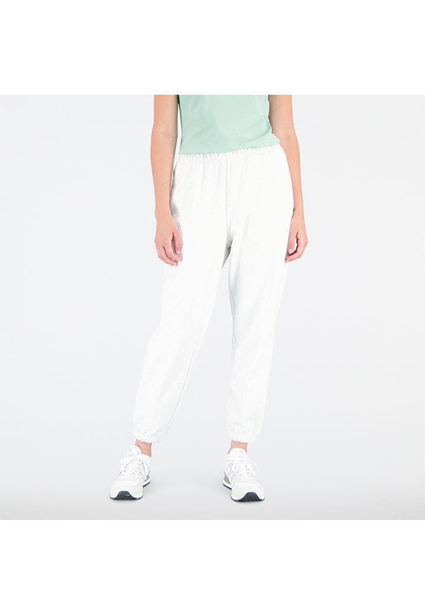 Spodnie damskie New Balance WP31503SAH – szare. Kolor: szary. Materiał: dresówka, prążkowany, bawełna