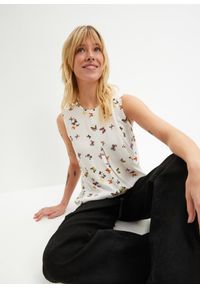 bonprix - Bluzka bez rękawów. Kolor: biały. Materiał: materiał. Długość rękawa: bez rękawów #1