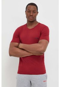 Hugo - HUGO t-shirt bawełniany 3-pack kolor granatowy z nadrukiem. Kolor: niebieski. Materiał: bawełna. Długość rękawa: krótki rękaw. Długość: krótkie. Wzór: nadruk
