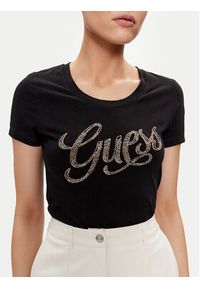 Guess T-Shirt W4GI30 J1314 Czarny Slim Fit. Kolor: czarny. Materiał: bawełna