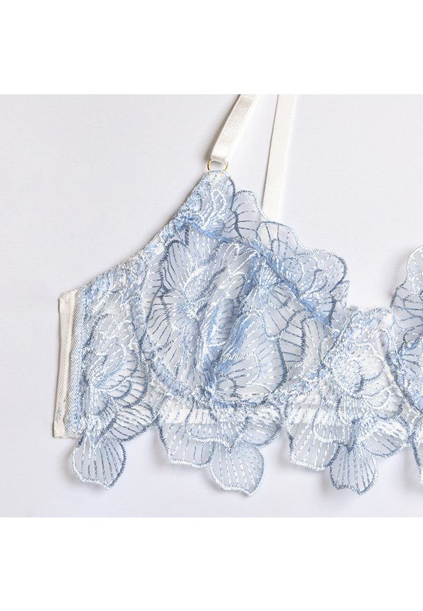 Intica - Komplet bielizny koronkowej z haftem na romantyczne wieczory Roby. Kolor: niebieski. Materiał: koronka. Wzór: haft