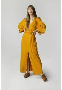 Madnezz - Sukienka Ula - żółta. Kolor: żółty. Materiał: wiskoza. Długość: maxi
