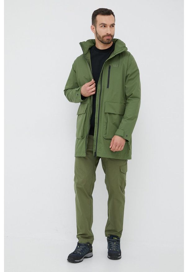Jack Wolfskin kurtka outdoorowa Norden Port kolor zielony. Typ kołnierza: kaptur. Kolor: zielony. Materiał: materiał, włókno