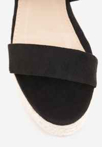 Renee - Czarne Sandały na Plecionym Koturnie i Platformie Tinami. Zapięcie: pasek. Kolor: czarny. Materiał: jeans. Sezon: lato. Obcas: na koturnie. Styl: elegancki, wakacyjny #2