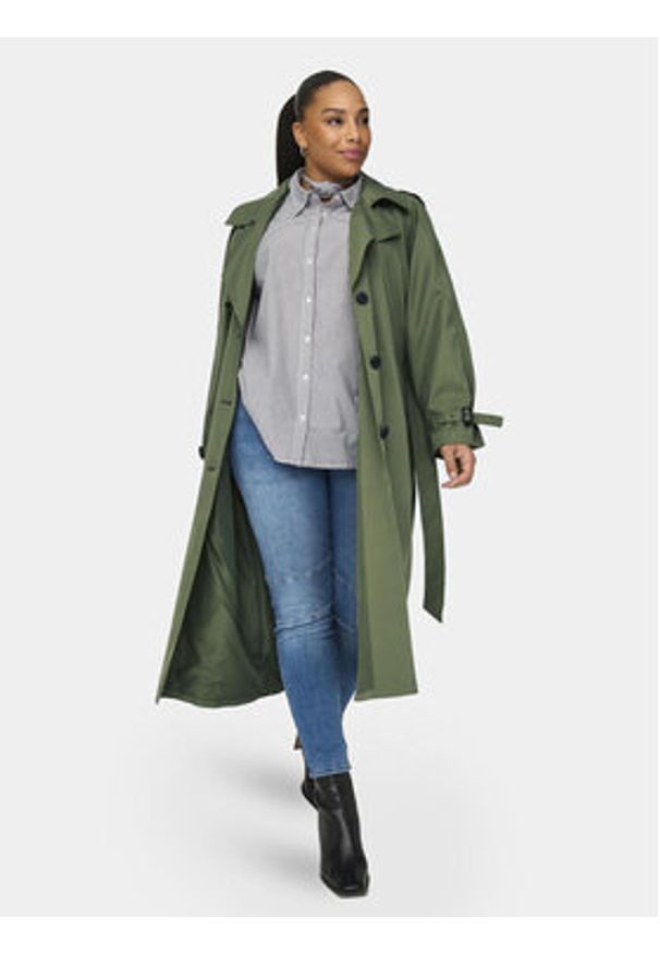 ONLY Carmakoma Trencz Chloe 15310056 Zielony Regular Fit. Kolor: zielony. Materiał: syntetyk