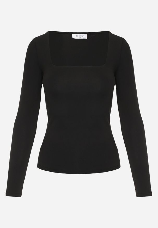 Born2be - Czarna Elastyczna Bluzka z Kwadratowym Dekoltem z Wiskozą Doriore. Okazja: na co dzień. Typ kołnierza: dekolt kwadratowy. Kolor: czarny. Materiał: wiskoza. Styl: elegancki, klasyczny, casual