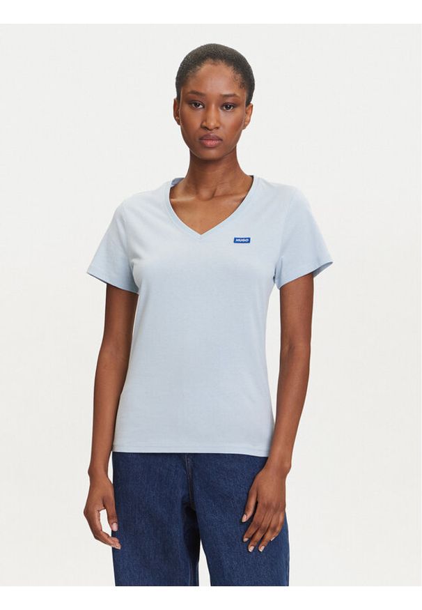 Hugo - HUGO T-Shirt Classic 50513667 Błękitny Slim Fit. Kolor: niebieski. Materiał: bawełna