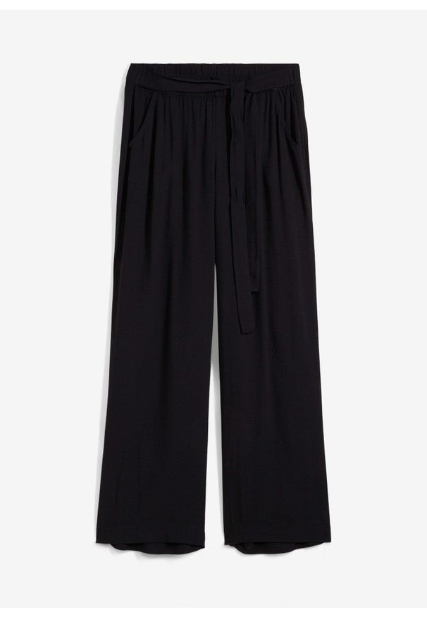 bonprix - Spodnie palazzo z miękkiej wiskozy. Kolor: czarny. Materiał: wiskoza. Sezon: lato