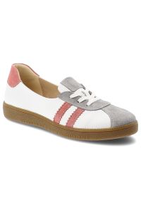 Trampki damskie Armodo, sznurowana konstrukcja z kontrastowymi paskami po bokach i klasycznym noskiem, białe, n1341-139/444/1236. Zapięcie: pasek. Kolor: szary. Styl: klasyczny #4