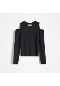 Reserved - Sweter z wycięciem na ramionach - Czarny. Kolor: czarny