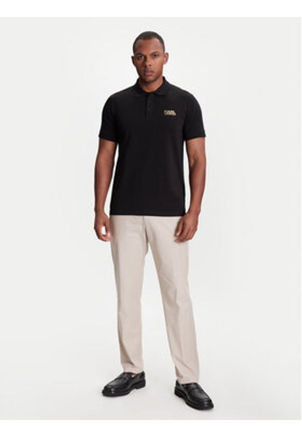 Karl Lagerfeld - KARL LAGERFELD Polo 745088 553235 Czarny Regular Fit. Typ kołnierza: polo. Kolor: czarny. Materiał: bawełna