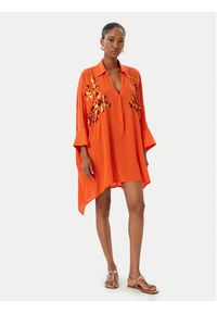 LOLA CASADEMUNT Sukienka koszulowa LS2615008 Pomarańczowy Oversize. Kolor: pomarańczowy. Materiał: wiskoza. Typ sukienki: koszulowe, oversize #5