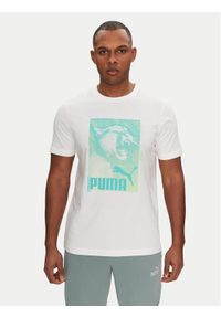 Puma T-Shirt Graphics Photoprint 684836 Biały Regular Fit. Kolor: biały. Materiał: bawełna