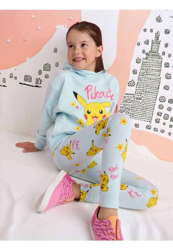 Sinsay - Legginsy Pokémon - zielony. Kolor: zielony. Materiał: bawełna, dzianina