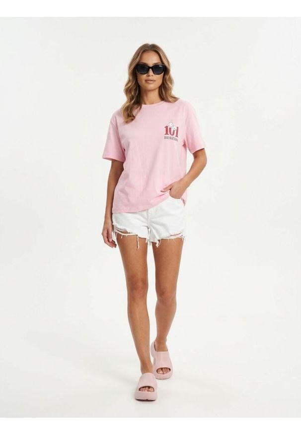 Sinsay - Bawełniana koszulka z nadrukiem 101 Dalmatians - różowy. Kolor: różowy. Materiał: bawełna. Wzór: nadruk