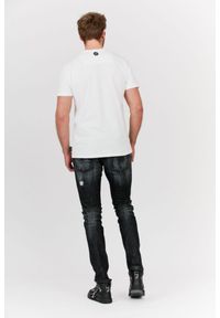 Philipp Plein - PHILIPP PLEIN Biały t-shirt męski Platinum cut round neck space plein. Kolor: biały. Materiał: prążkowany. Wzór: aplikacja
