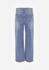 Born2be - Niebieskie Elastyczne Jeansy z Bawełną o Szerokim Kroju z Wysokim Stanem Yelovia. Okazja: na co dzień. Stan: podwyższony. Kolor: niebieski. Styl: casual #2