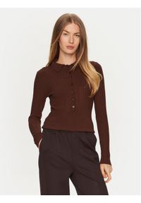 ViCOLO Sweter 22095S Brązowy Slim Fit. Kolor: brązowy. Materiał: syntetyk