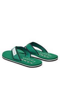 TOMMY HILFIGER - Tommy Hilfiger Japonki Patch Hilfiger Beach Sandal FM0FM05435 Zielony. Kolor: zielony. Materiał: materiał