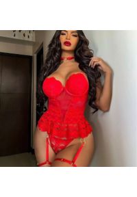Intica - Body koronkowe na romantyczne wieczory Cesidia. Kolor: czerwony. Materiał: koronka. Wzór: koronka #3
