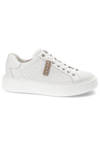 Białe Sneakersy Nessi Modne Półbuty Damskie. Kolor: biały. Materiał: materiał, skóra #8