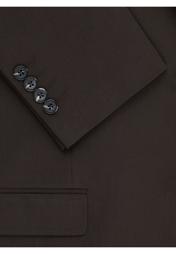 Pako Lorente - PAKO LORENTE - Ciemnobrązowy garnitur męski. Kolor: brązowy. Materiał: wiskoza, poliester, elastan
