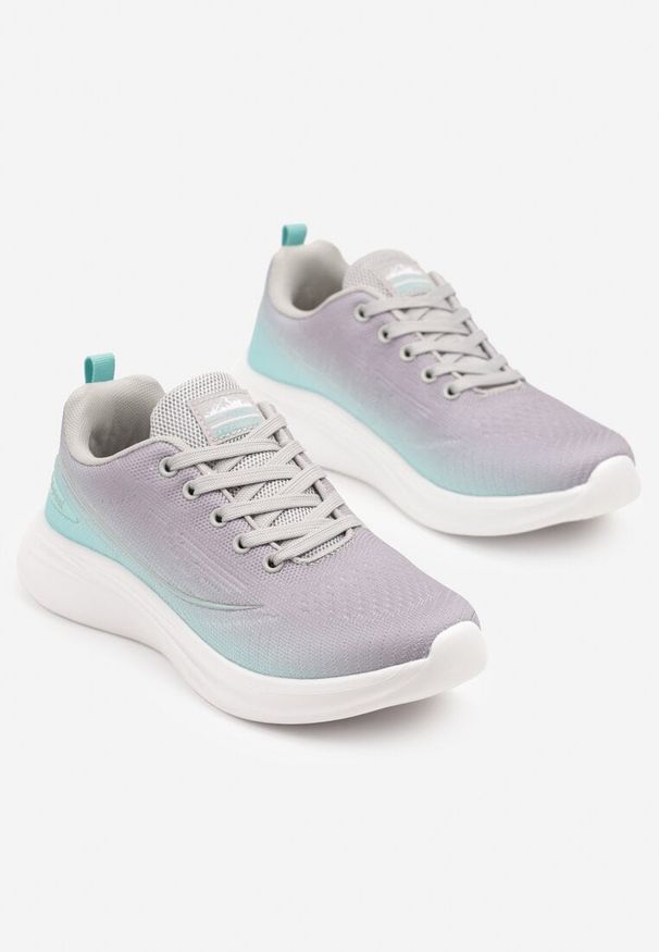 Born2be - Szaro-Miętowe Buty Sportowe Sneakersy na Piankowej Podeszwie Talirens. Okazja: na co dzień. Kolor: szary. Materiał: jeans