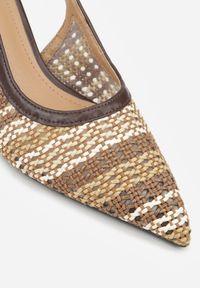 Born2be - Brązowe Sandały Ozdobione Plecionką Oaratune. Okazja: na co dzień. Zapięcie: sprzączka. Kolor: brązowy. Wzór: aplikacja. Materiał: jeans. Sezon: lato. Obcas: na obcasie. Styl: klasyczny, casual, elegancki. Wysokość obcasa: średni #3