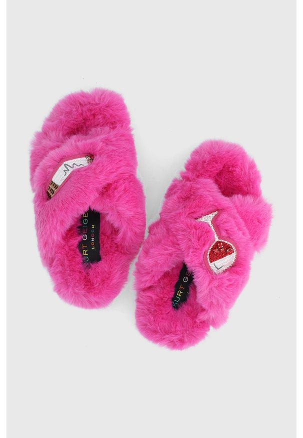 Kurt Geiger London - Kapcie Junkfort. Kolor: różowy. Materiał: materiał, guma. Wzór: gładki