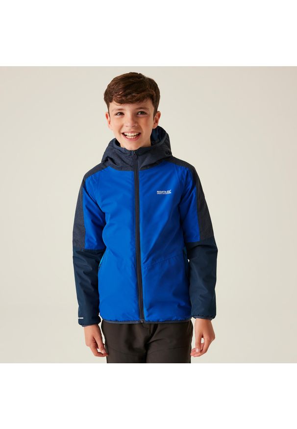 Regatta - Kurtka turystyczna dziecięca Volcanics VIII odblaskowa. Kolor: niebieski. Styl: sportowy. Sport: turystyka piesza