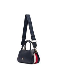 TOMMY HILFIGER - Tommy Hilfiger Torebka Th Logotape Mini Satchel AW0AW18743 Granatowy. Kolor: niebieski. Materiał: skórzane #4