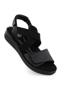 Sandały damskie komfortowe na rzepy czarne Jezzi 24142. Zapięcie: rzepy. Kolor: czarny. Materiał: skóra ekologiczna #1