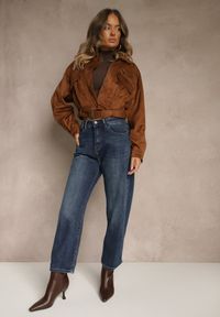 Renee - Niebieskie Jeansy Mom Fit High Waist z Dodatkiem Wiskozy Ativite. Stan: podwyższony. Kolor: niebieski #5