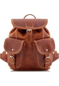 Belveder Mały plecak skórzany damski brązowy BR21. Kolor: brązowy. Materiał: skóra #1
