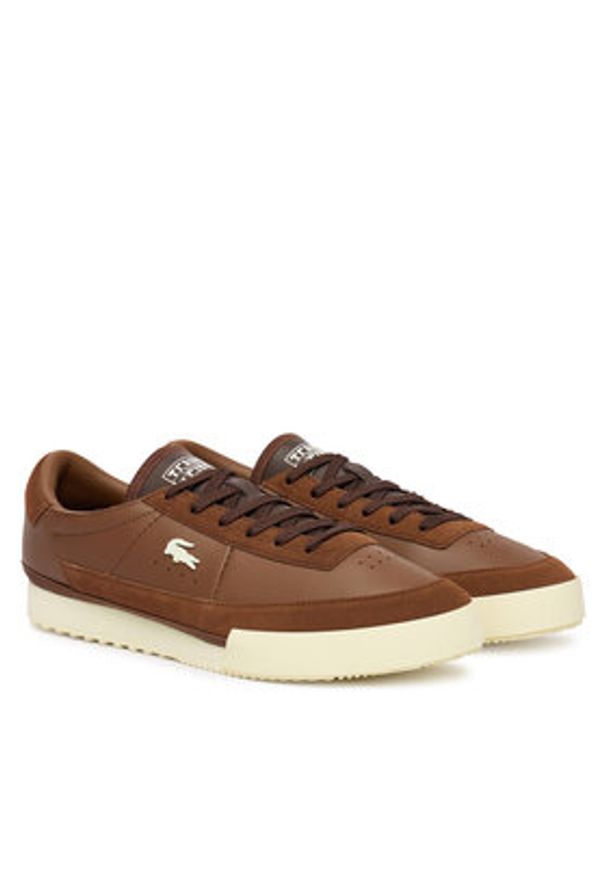 Lacoste Sneakersy Aura 51SMA0066 Brązowy. Kolor: brązowy. Materiał: skóra