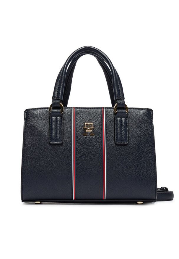 TOMMY HILFIGER - Tommy Hilfiger Torebka Th Daily Mini Tote Corp AW0AW18642 Granatowy. Kolor: niebieski. Materiał: skórzane