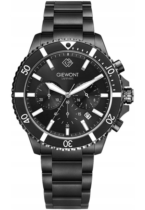 Zegarek Giewont Zegarek Męski Chronograph Sapphire Czarny GW3970-B4. Kolor: czarny