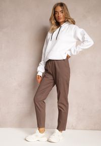 Renee - Brązowe Bawełniane Spodnie Dresowe z Gumką w Talii Arnhill. Stan: podwyższony. Kolor: brązowy. Materiał: dresówka, bawełna #2
