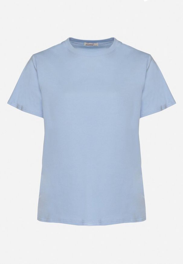 Born2be - Jasnoniebieski Bawełniany Klasyczny T-shirt Oltebia. Okazja: na co dzień. Kolor: niebieski. Materiał: bawełna. Styl: klasyczny