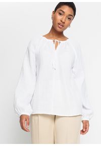 bonprix - Bluzka z przewiewnego muślinu. Kolor: biały. Materiał: bawełna #1