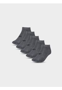 4f - 4F Skarpetki casual przed kostkę (5-pack) chłopięce - szare 36-38. Kolor: szary. Materiał: bawełna, włókno, materiał, poliamid