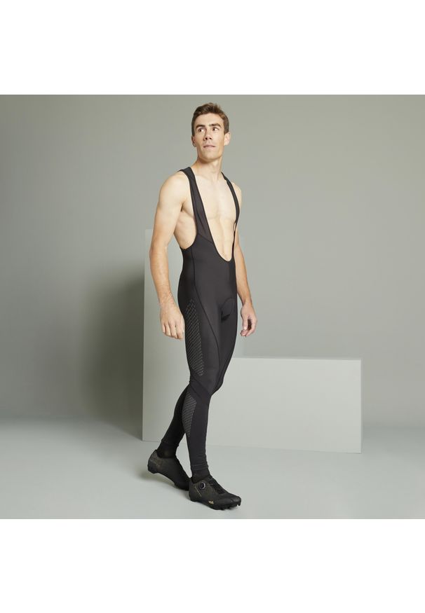 ROCKRIDER - Spodnie rowerowe MTB XC Rockrider długie. Kolor: czarny. Materiał: materiał, polar. Długość: długie. Sport: kolarstwo