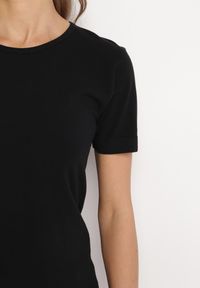 Born2be - Czarny T-shirt z Okrągłym Dekoltem Idudia. Kolor: czarny. Materiał: dzianina #4